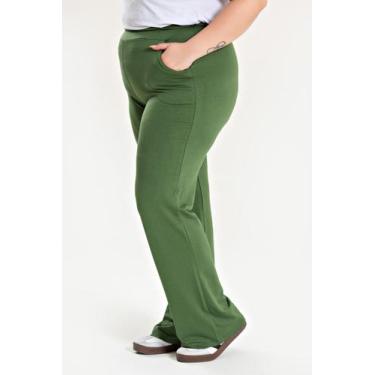 Imagem de Calça Feminina Plus Size Confort em Molecotton C/ Bolso - Serena, Verd