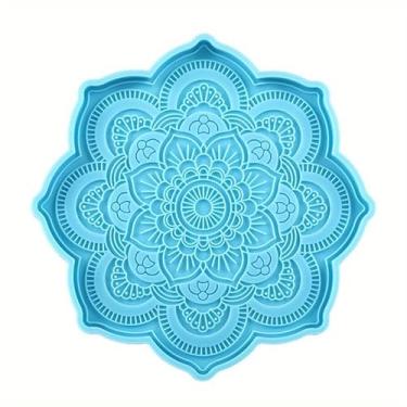 Imagem de Molde de silicone para porta-copos de mandala, bandeja redonda, molde de fundição de resina epóxi para artesanato de resina faça você mesmo, ferramentas de decoração de casa
