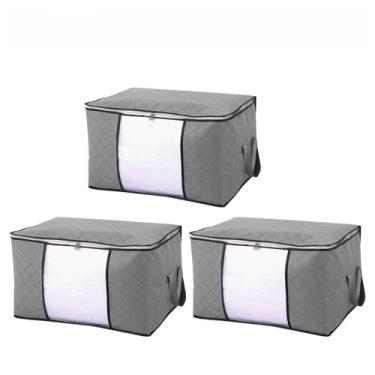 Imagem de Caixa Saco Organizador Cobertor Casaco Guarda Roupa(84 Cinza 3 Unis)