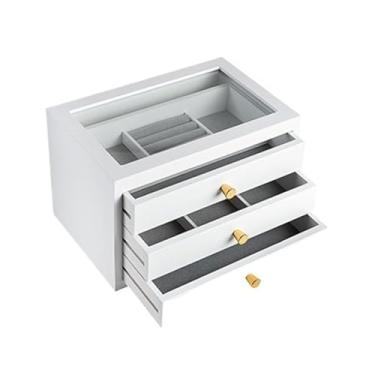 Imagem de Caixa de joias de madeira de grande capacidade - Organizador multicamadas para anéis, brincos e pingentes com compartimentos divididos para fácil armazenamento e acesso