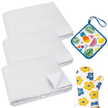 Imagem de Lainballow 3 peças de rebatedores resistentes ao calor de 91 x 113 cm para pegadores de panela, revestimento térmico isolante para costura, tecido macio refletor de calor, tecido acolchoado para