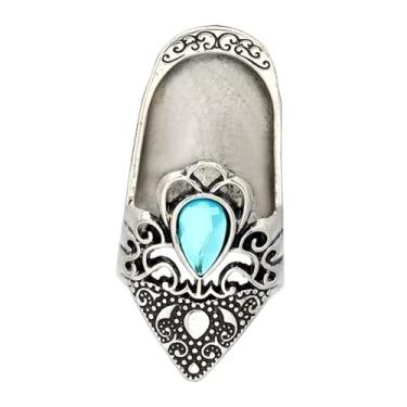 Imagem de Fancyes Dedais de costura para costura à mão, protetor de dedo de metal, suprimentos de acolchoamento, dedal de unha aberto antigo estilo vintage para bordado à mão, ponto cruz, artesanato DIY, prata