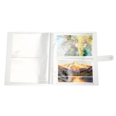 Imagem de PATIKIL Porta-cartões de índice de 11 x 16,5, 1 pacote com fichário transparente para cartões de memória e organizador de 20 páginas, 80 cartões, pasta de plástico para cadernos de notas e caderno de