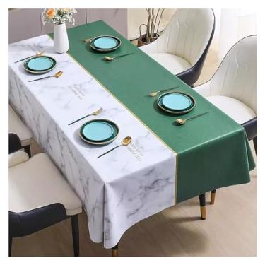 Imagem de Toalha de mesa retangular à prova d'água, antidesbotamento, cor lavável, tapete de mesa para banquete familiar (1.140 x 140 cm)