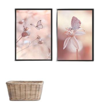 Imagem de Quadros Borboletas Azuis 45x34cm - Moldura Preta