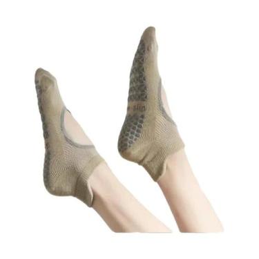 Imagem de Meias De Algodão Para Pilates E Yoga Femininas Antiderrapantes Com Des