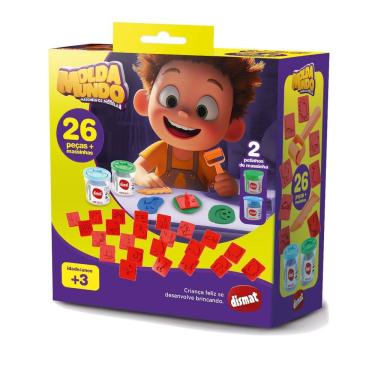 Imagem de Massinha Carimbo Molda Mundo 26 Peças - Dismat 