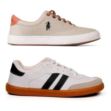 Imagem de Kit 2 Pares Tênis Masculino Casual Sola Macia Leve - Polo Open, Preto,