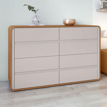 Imagem de Comoda Loop II 08 Gavetas em MDF e MDP Amendoa Clean e Off White Lopas