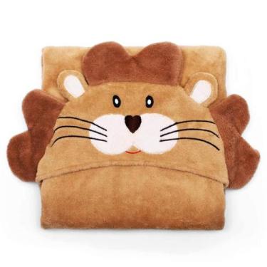 Imagem de Manta com Capuz Buettner Microfibra Infantil Leao 90cmx90cm Bege Claro