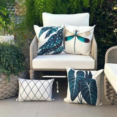 Imagem de Kit 4 Capas Almofadas IMPERMEÁVEL ÁREA EXTERNA Tropicalismo c/ Folhas,