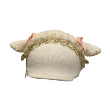 Imagem de UGPLM Capa para capacete de esqui, acessório fofo e criativo, protetor macio de tricô para gorro, acessório de inverno para skate, Orelha de Cabra Branca