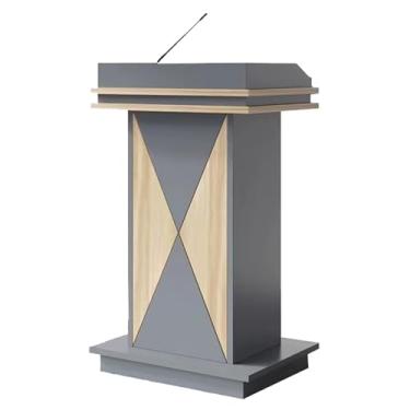 Imagem de Suporte de pódio portátil de madeira com armário de armazenamento e placa de defletor, ideal para igrejas, escolas e eventos, mesa de púlpito versátil para professores (cor: A3)