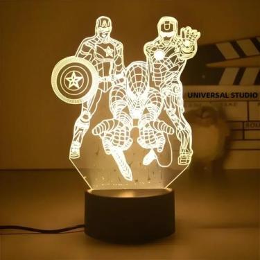 Imagem de Lâmpada LED 3D Do Personagem Ironman Spiderman Da Disney Para Quarto I