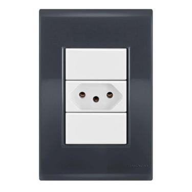 Imagem de Conjunto 1 Tomada 20A - Tramontina Liz Grafite / Branco