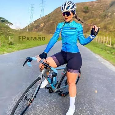 Imagem de Macacão De Ciclismo Feminino De Verão Com Manga Longa E Estampa De Mac