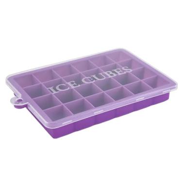 Imagem de Forma de Cubo Gelo Silicone BPA com Tampa Fácil Retirar Segura para Lavadora Louças Reutilizável Suco Alimento Bebê Chocolate e Assados