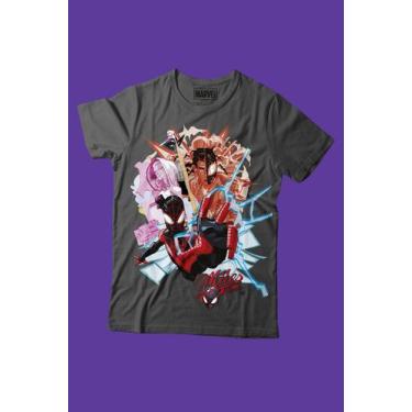 Imagem de Camiseta Marvel Homem Aranha Miles Morales - Piticas, G, Chumbo, Uniss