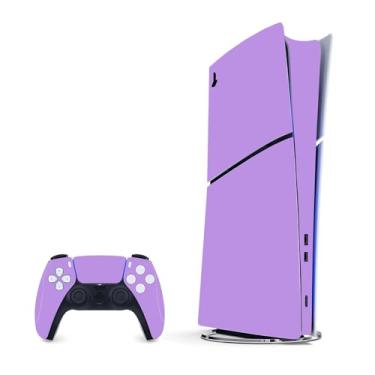 Imagem de Skin Wrap Compatible with PS5 Slim Digital, Full Set Vinyl Decal Protective Sticker Cover for Game Console & Controller (Purple)
