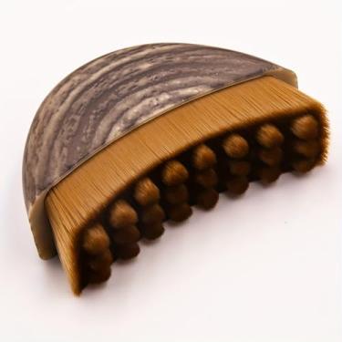 Imagem de Escova facial de contorno linfático, massageador manual de drenagem linfática, pincéis de maquiagem naturais com cerdas macias duráveis, escova de limpeza facial ergonômica hipoalergênica para