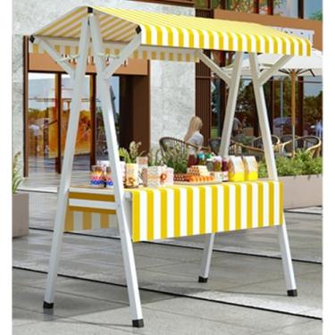 Imagem de Barraca de mercado dobrável portátil com dossel - mesa de exibição de aço ao ar livre para artesanato, brinquedos, mantimentos e cosméticos - amarelo, suporte de fornecedor de 110 cm de comprimento