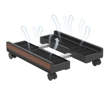 Imagem de Suporte para CPU | Riser ajustável com rodas de freio, carrinho de CPU – para casa, local de trabalho, laptop, monitor de sala de jogos