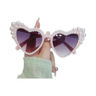 Imagem de Óculos De Sol De Luxo Para Mulheres Com Pérolas Em Forma De Coração UV