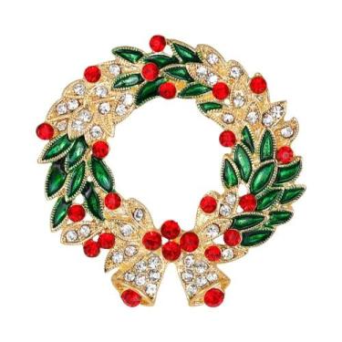 Imagem de Broche Feminino De Natal Com Strass, Design De Pinheiro, Maçã, Sino E 