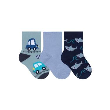Imagem de Kit/3 Meia Selene 1451.001 Baby Menino Estampada Algodão T. 17/20 21/2