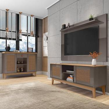 Imagem de Conjunto Sala Rack e Painel Safira com Aparador Diamante - Loja DoceLa