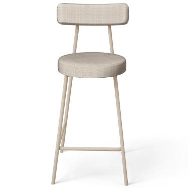 Imagem de Kit 03 Banquetas Baixa Cozinha Sala Jantar Bancada Milão Arena L02 Linho Palha - Lyam Decor