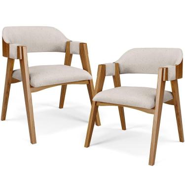 Imagem de Kit 02 Cadeiras Para Sala De Jantar E Estar Living Estofada Suran L02 Linho Cru - Lyam