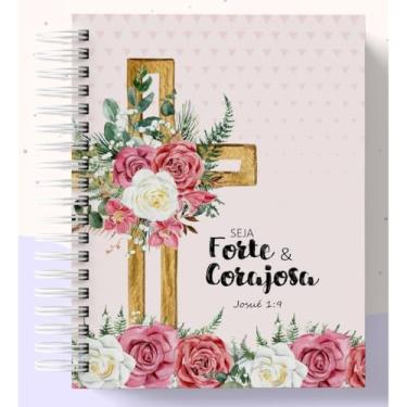 Imagem de Caderno A5 capa dura com versículos coleção Palavras de Esperança, caderneta para anotações, caderno de anotações pautado ou sem pauta para estudo, organização e uso diário (FORTE E CORAJOSA,150 PÁGINAS)