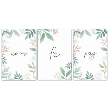 Imagem de Kit Placas Quadros 3 Peças Mdf 20x30 Amor Fé e Paz 