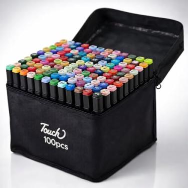 Imagem de Caneta Estojo Marcador Touch para Colorir Pintar Desenhar Ponta Dupla Cores Vivas Profissional Canetinha Pintar Bobbie Goods Diversão (100 cores)