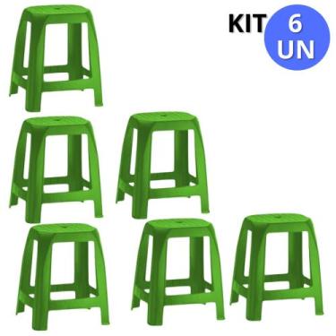 Imagem de kit banco, banquinho, banqueta, plástico reforçado 47cm - 6 unidades -