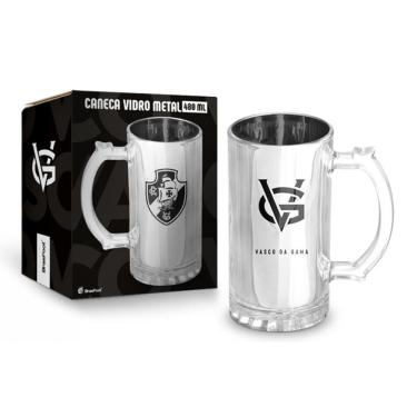 Imagem de Caneca de Vidro Metalic Vasco - 480ml - Brasfoot 