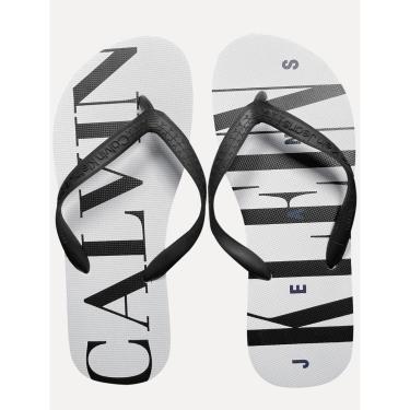 Imagem de Chinelo Calvin Klein Swimwear Serif Font Logo Branco-Masculino