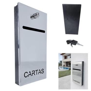 Imagem de Caixa para Correspondencia Boletos Slim Inox Abertura Frontal com Chav