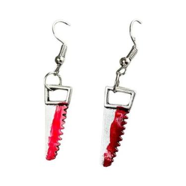 Imagem de Brincos Pendentes Góticos De Tesoura, Machado, Adaga E Serra Sangrento