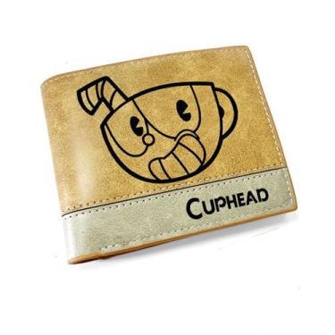Imagem de Wallet Cupheads, bolsa de moedas de anime, couro, dupla, carteira curt
