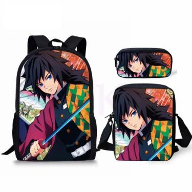 Imagem de Conjunto de mochilas Tomiokas Giyuus Cartoon Kids School 3 unidades - 