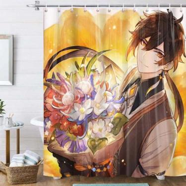 Imagem de Cortina de chuveiro Genshins Impacts Anime à prova d'água de poliéster