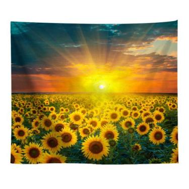 Imagem de Tapeçaria, girassol, parede, microtecido, 150x150cm, estética de quart