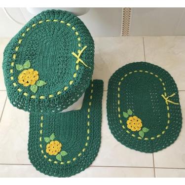 Imagem de Jogo de Banheiro Crochê Colorido com Fita e Aplicação - Myrna Crochê, 