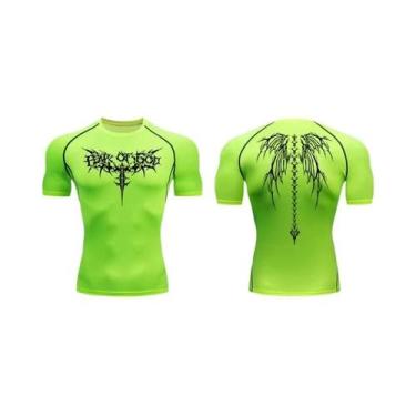 Imagem de Camiseta Masculina De Compressão De Manga Curta Com Estampa, Secagem R