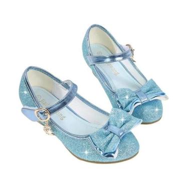 Imagem de Sandálias De Salto Alto Em Couro Com Glitter E Strass Para Meninas, Sa