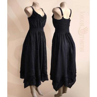 Imagem de vestido indiano hippie artesanal boho longo renda VIVE013 - indiana, V