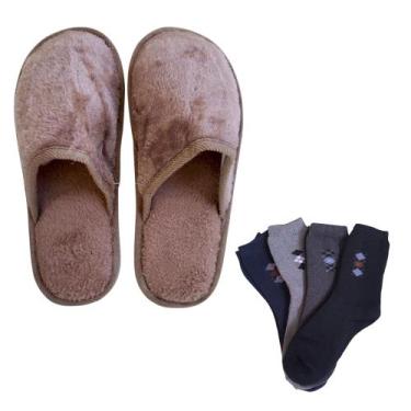 Imagem de Pantufa de Pelúcia Fofa + 2 Pares de Meias Para Frio Inverno - LW Gift