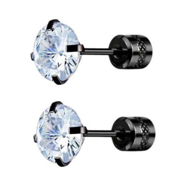 Imagem de Brincos De Zircônia Em Aço Inoxidável Hipoalergênico Para Homens, Conj